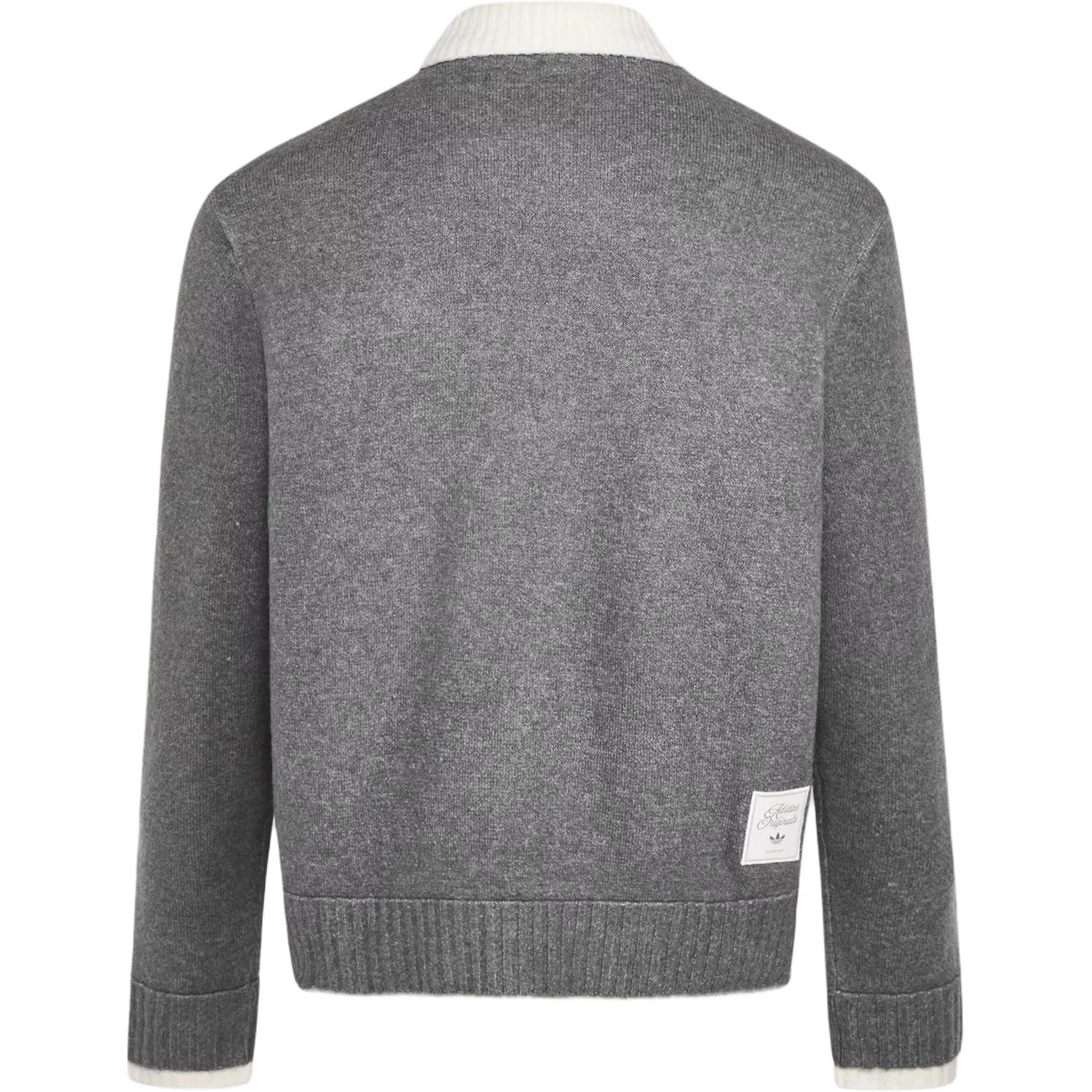 Свитер refined luxe мужской серо-белый с отложным воротником Adidas Originals, Gray/White — фото 3