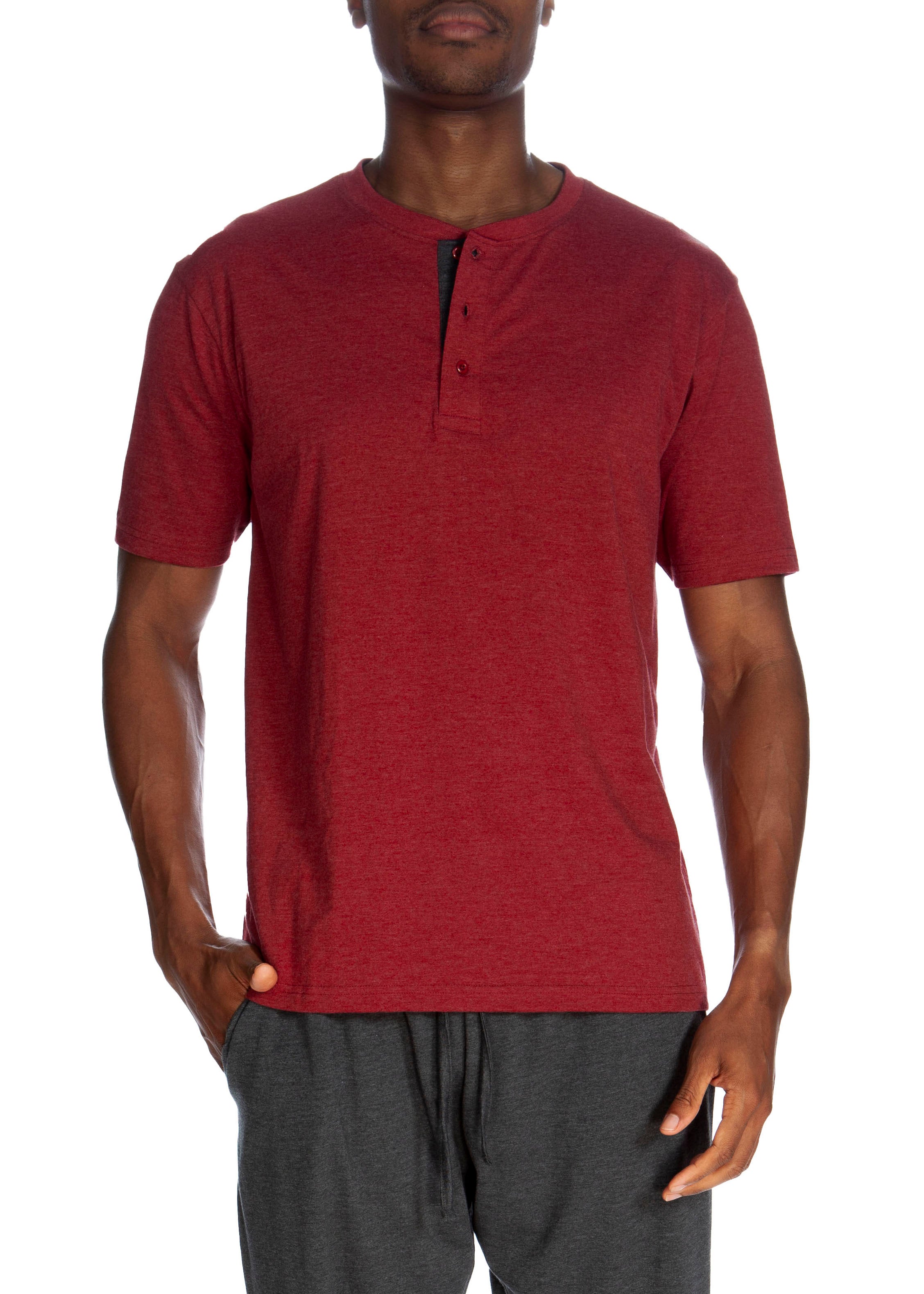 

Хенли с коротким рукавом и тремя пуговицами Unsimply Stitched, цвет heather red