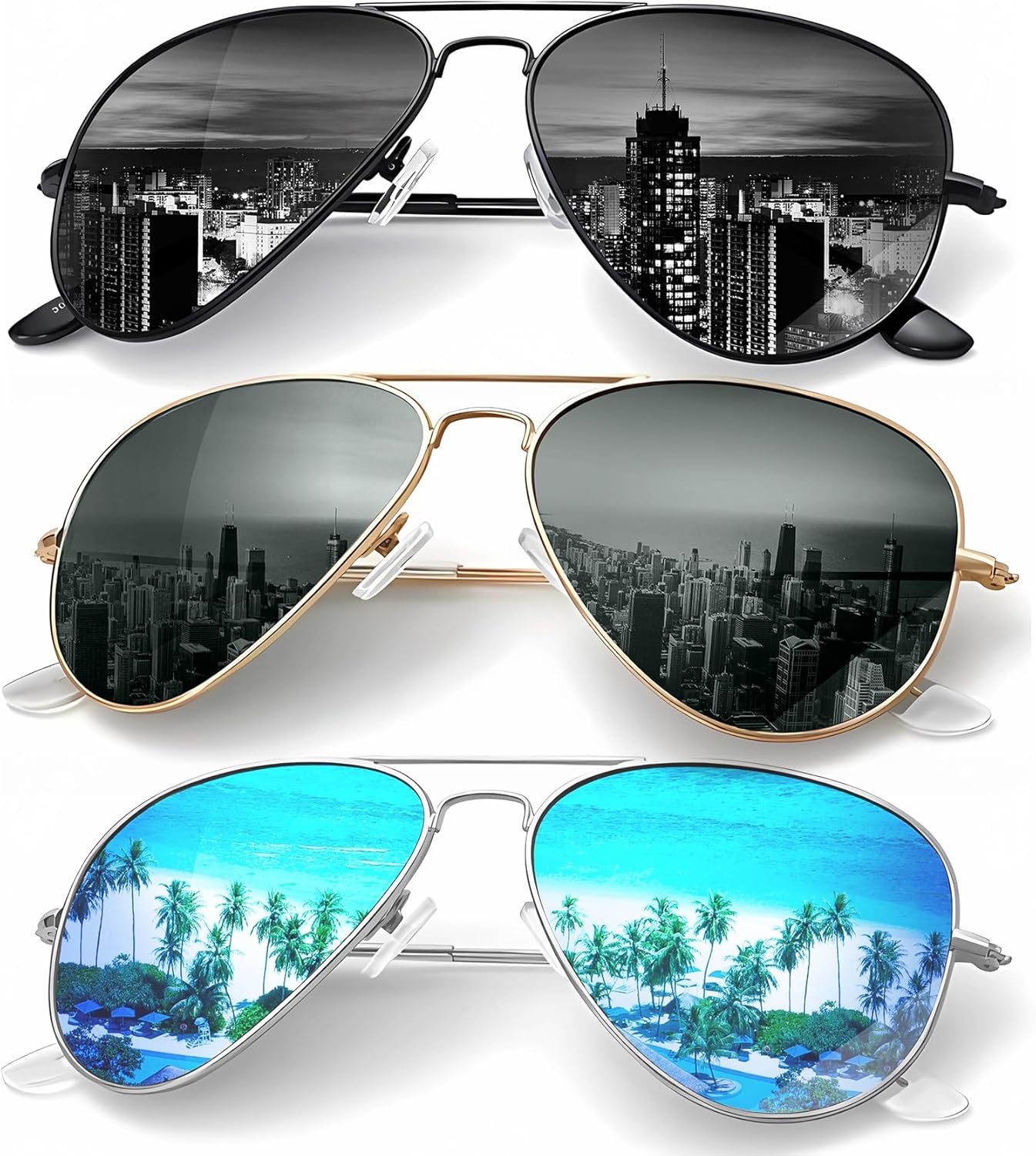 

Классические солнцезащитные очки-авиаторы KALIYADI для мужчин и женщин, очки для вождения, поляризованные линзы, блокирующие УФ-излучение, F (3 Pack) Black/Blackish Green/Blue