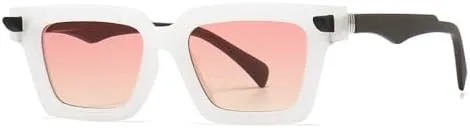 

Классические винтажные квадратные солнцезащитные очки 2027 года для женщин и мужчин, модные розовые солнцезащитные очки в стиле ретро-панк MTZJH, White Pink