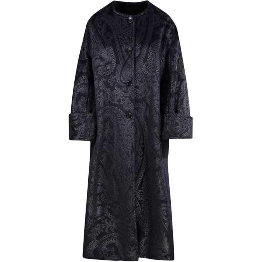 

MaxMara Длинный пальто на пуговицах с длинными рукавами, Black
