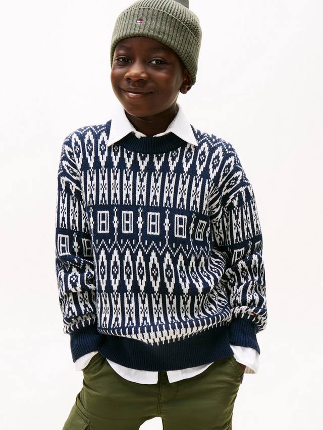 

Детский свитер из хлопка в стиле фэр-айл Tommy Hilfiger