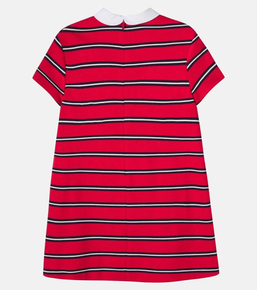 Платье-поло в полоску с переплетающимися буквами G Gucci Kids, красный — фото 3