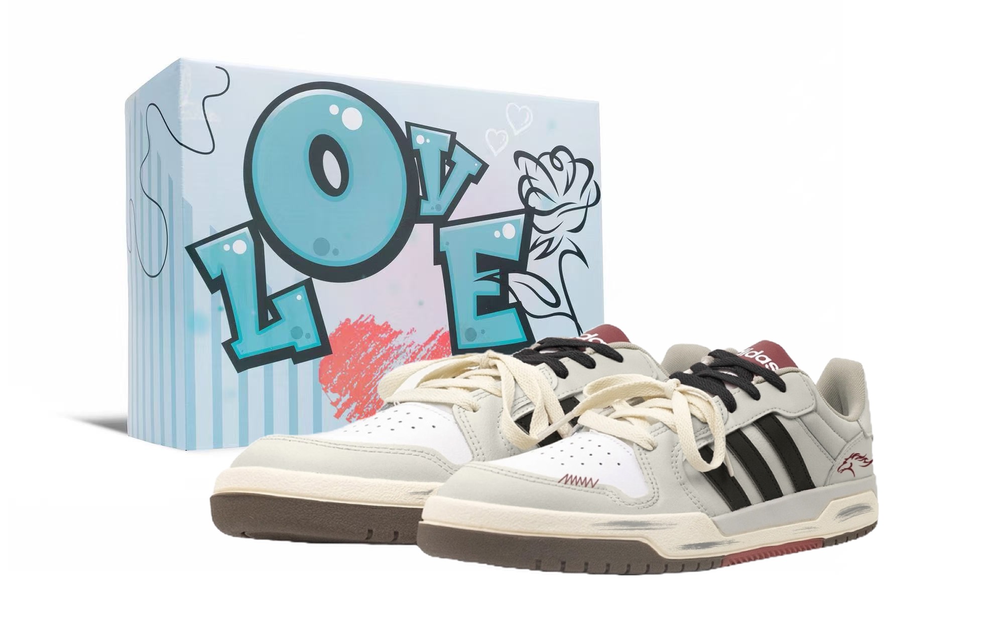 

Коробка удачи Entrap Good Luck Lu, тысячемельный конь, счастливая звезда, износостойкая, легкая и дышащая Adidas Neo, светло-серый черный