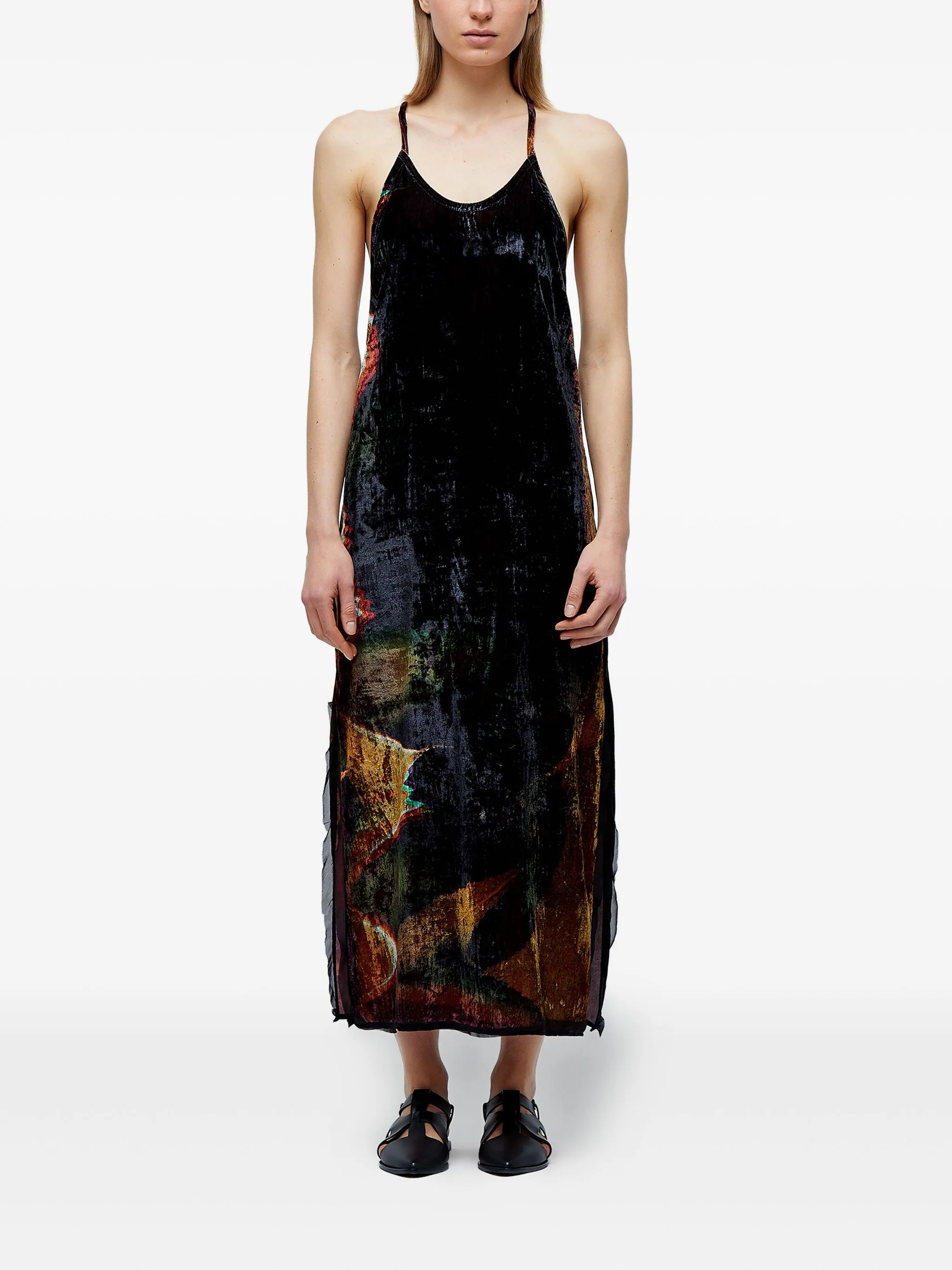 

Платье-комбинация миди с U-образным вырезом Osklen, черный