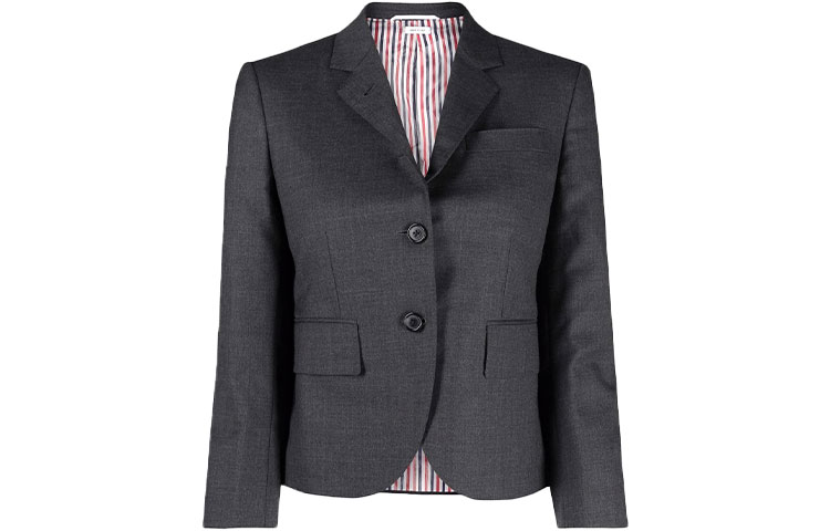 

Укороченный однобортный блейзер THOM BROWNE, темно-серый