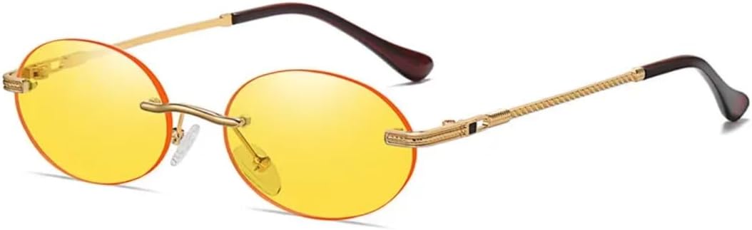 

Солнцезащитные очки с защитой от УФ-излучения UV400 | Овальные без оправы, золотистые, круглые без оправы | для женщин и мужчин, для занятий спортом на открытом воздухе и вождения DSVIGF, Gold Yellow