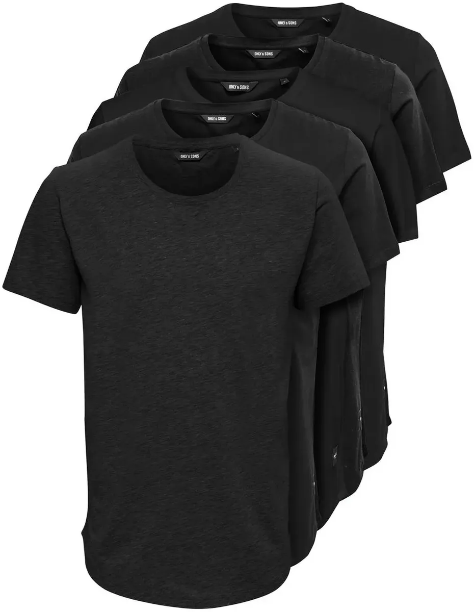 

ФУТБОЛКА ONLY & SONS "ONSMATT LONGY SS TEE 5-PACK", черный