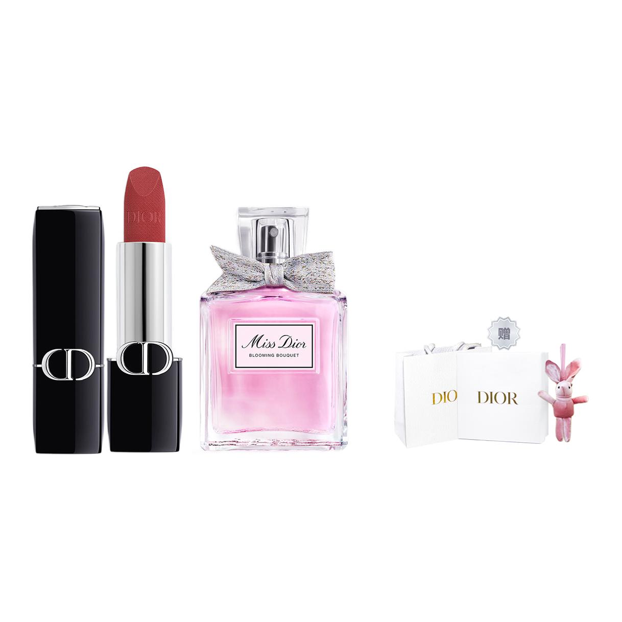Подарочный набор Christian Dior: туалетная вода Miss Dior Blooming Bouquet, 30 мл + губная помада Dior Rouge Dior Velvet Lipstick 520 — фото 2
