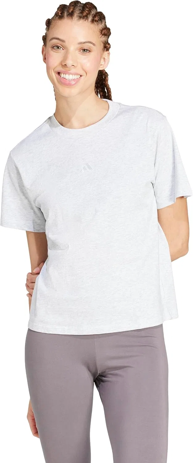 Футболка хлопковая adidas Light Grey Heather/White — фото 2