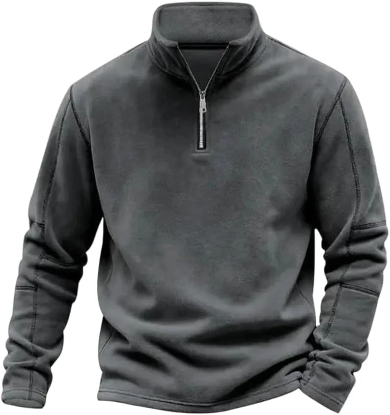 

Мужской зимний флисовый пуловер с длинным рукавом