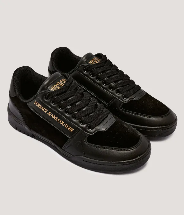 Кожаные кроссовки с подошвой Brooklyn, скидка SD4 Versace Jeans Couture, черный — фото 3