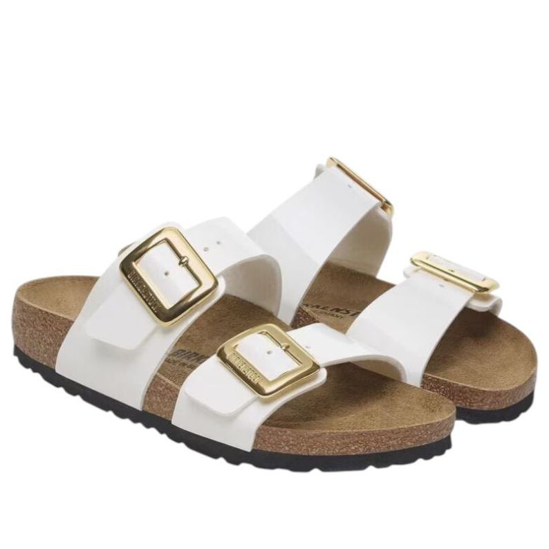 Шлепанцы (WMNS) Birkenstock Sydney Luxe Buckle Birko Flor Patent 'Patent White' — фото 2