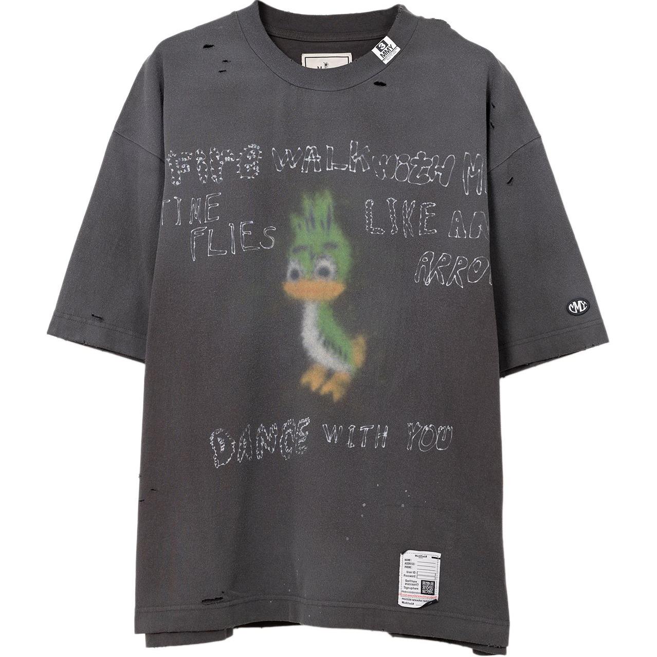 

Футболка Leon print с эффектом поношенности Maison Mihara Yasuhiro, черный