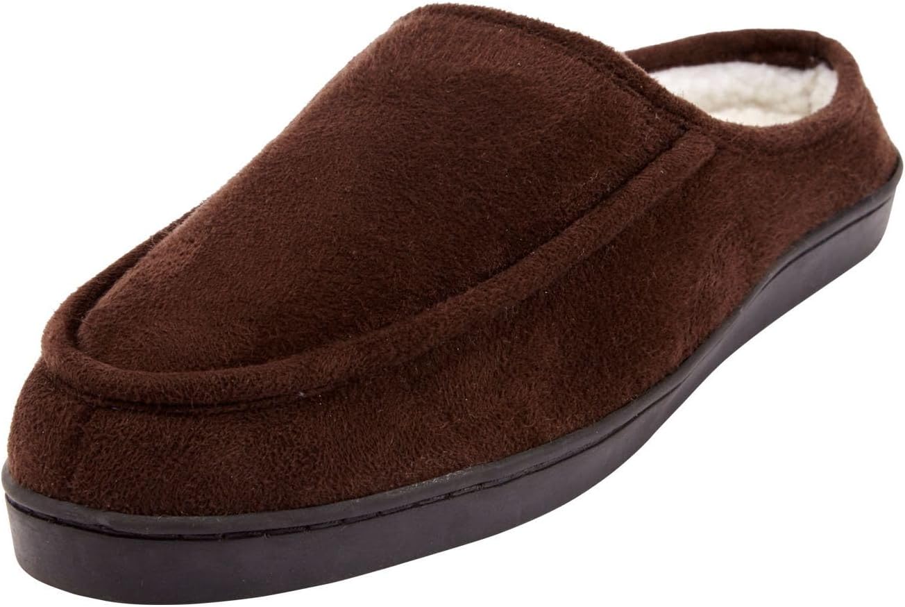 

Мужские тапочки-клоги KingSize широкого размера из микрозамши, коричневый