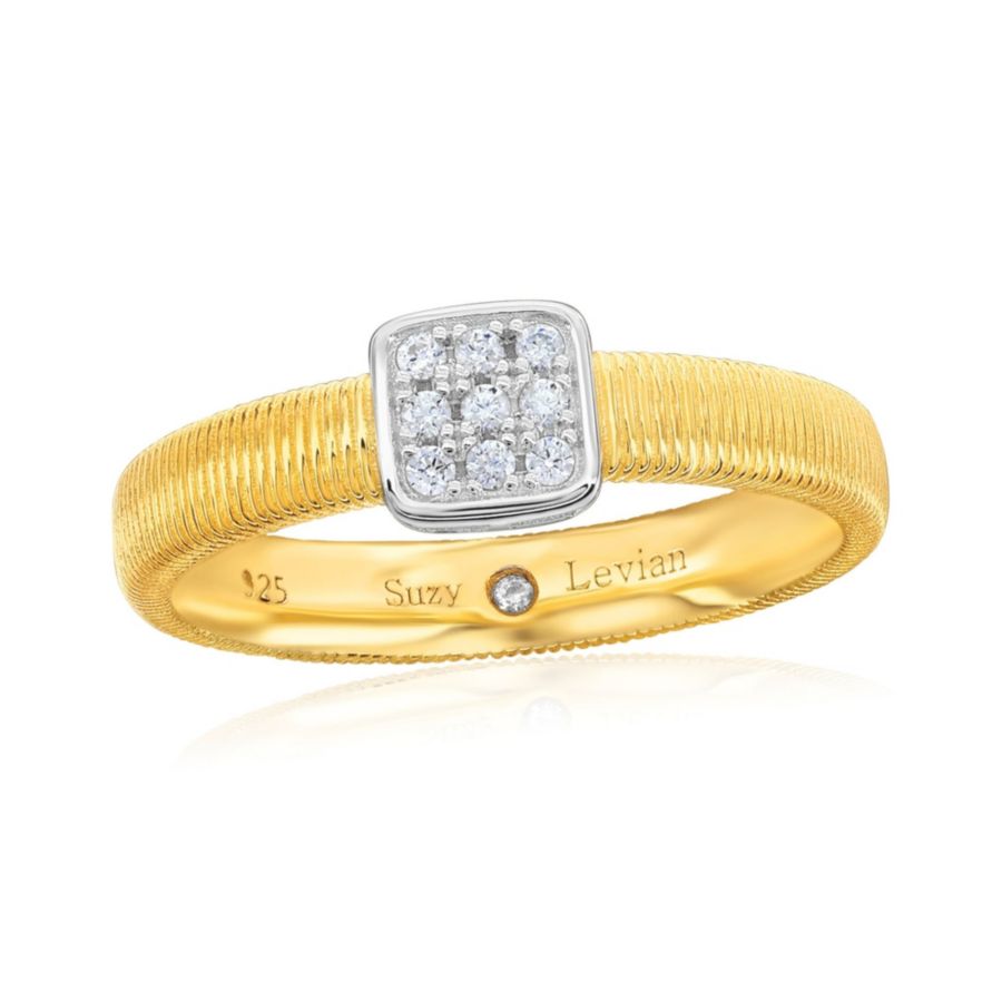 

Кольцо Suzy Levian Golden Helix из стерлингового серебра с кубическим цирконием в форме квадратной спирали Suzy Levian New York, Golden