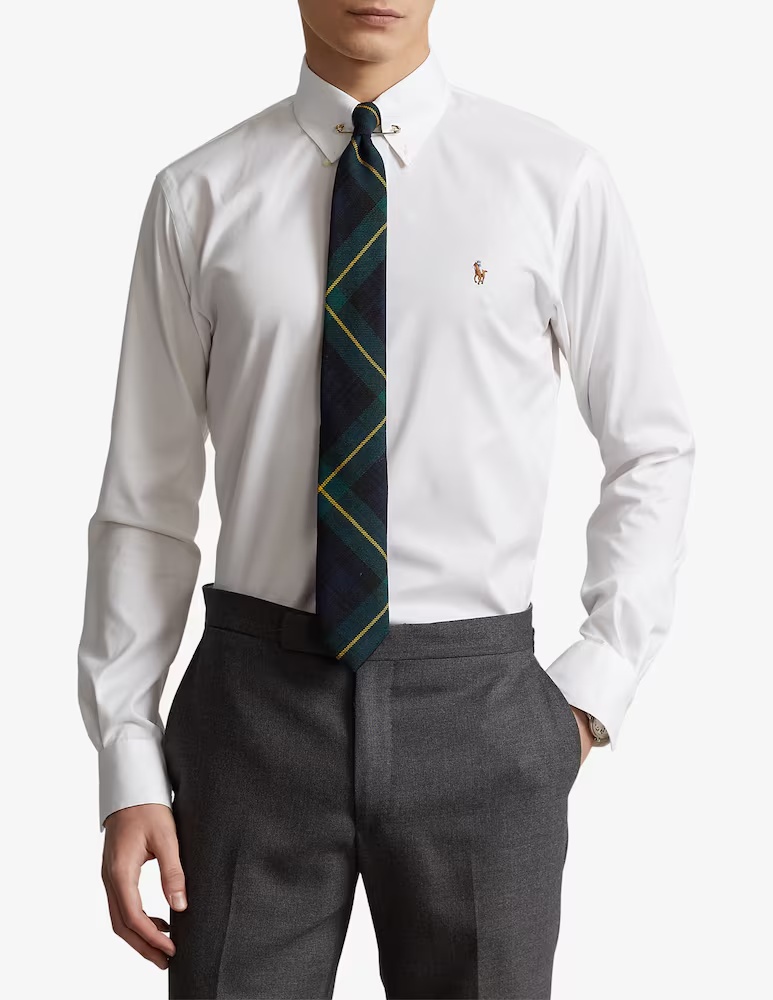 Оксфордская рубашка с длинными рукавами на пуговицах Polo Ralph Lauren, сине-белый — фото 4