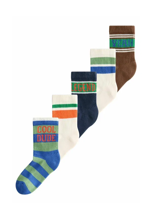 Носки 5 пар Next, ecru brown slogan stripe, цвет экрю-коричневый