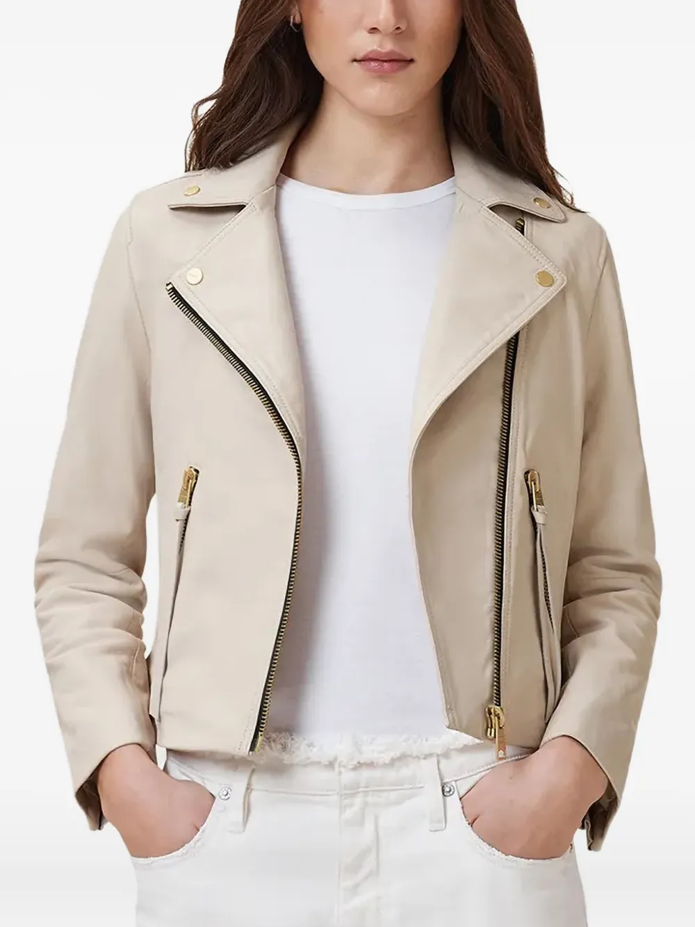 

Байкерская куртка на молнии Allsaints, слоновая кость