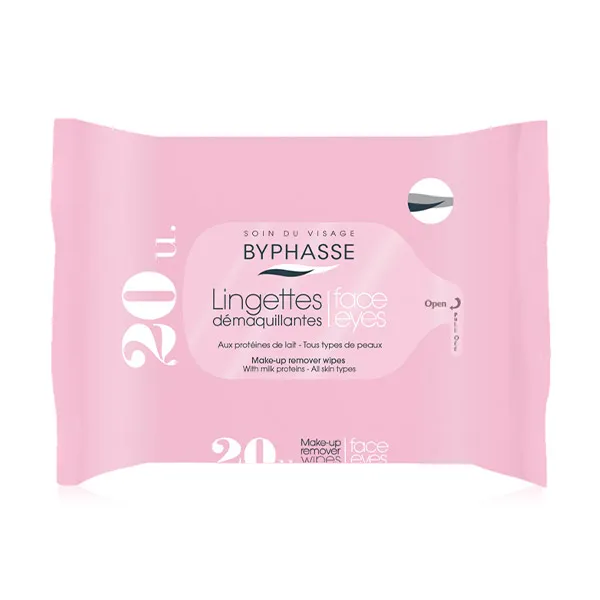 

Салфетки для снятия макияжа для всех типов кожи Lingettes Démaquillantes Byphasse, 20 UD