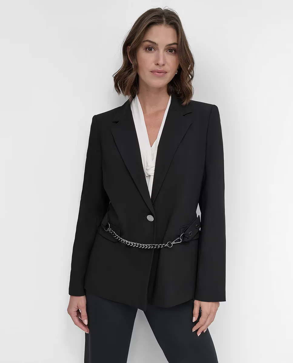 

Женский блейзер с цепочкой на талии DKNY, чёрный