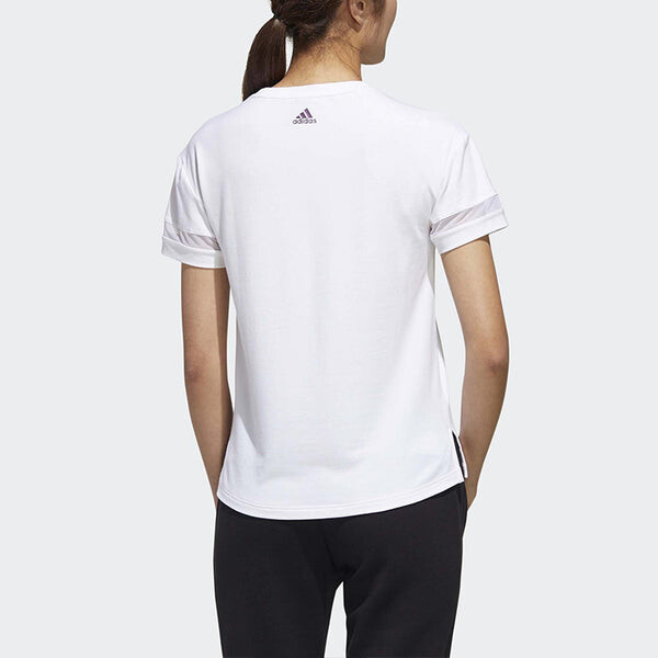 Футболка спортивная стильные с круглым вырезом и коротким рукавом Adidas, белый — фото 4