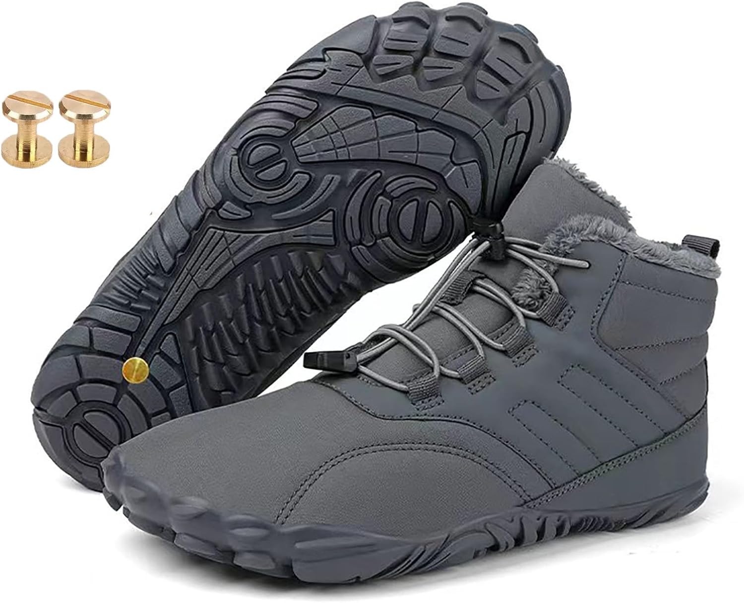 

Зимние заземляющие ботинки с медью, зимние комфортные походные обувь для женщин и мужчин, с прочными винтами из чистой меди Generic, серый