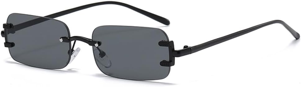 

Солнцезащитные очки без оправы, прямоугольные, в винтажном стиле, с металлическими оправами, модные женские солнцезащитные очки без оправы с тонировкой KTUCN, Black Black