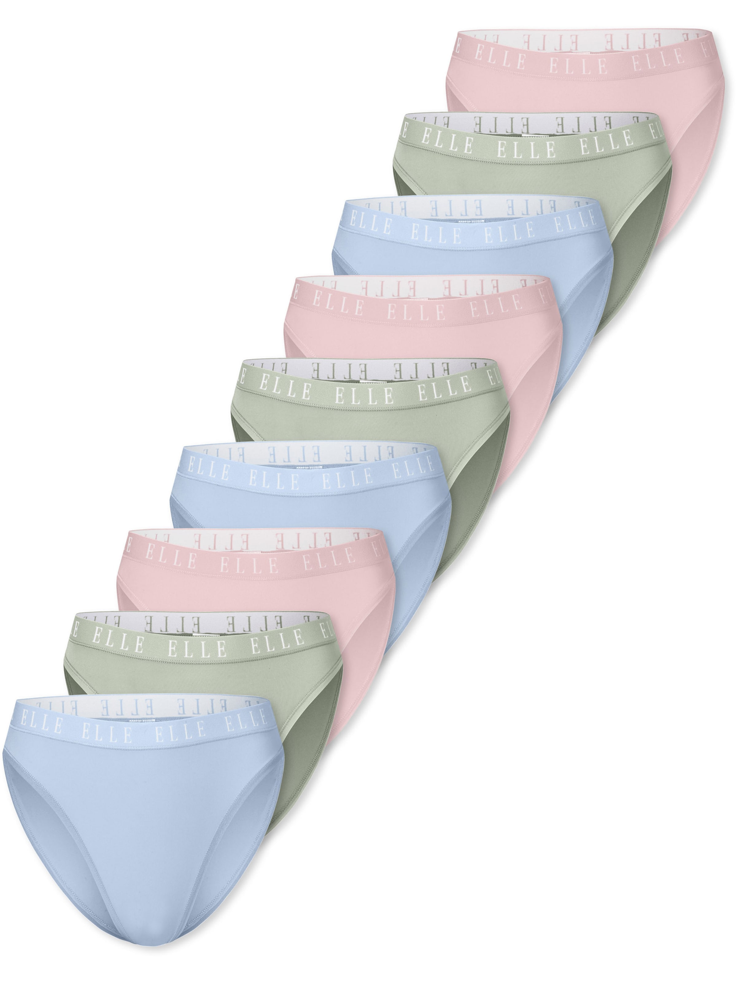 

ELLE Трусики 'High Leg Logo' в светло-голубом, хаки, розовом