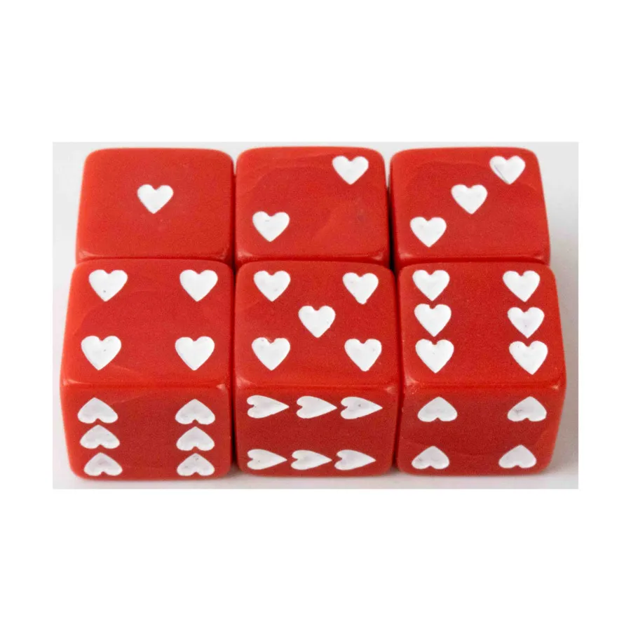 

d6 Игральные кости Sweetheart, красные с белыми, 25 мм (6), Dice - Themed Dice