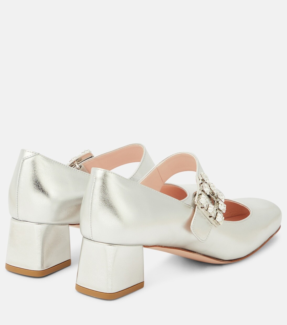 Туфли мэри джейн из металлизированной кожи très vivier Roger Vivier, серебро — фото 3