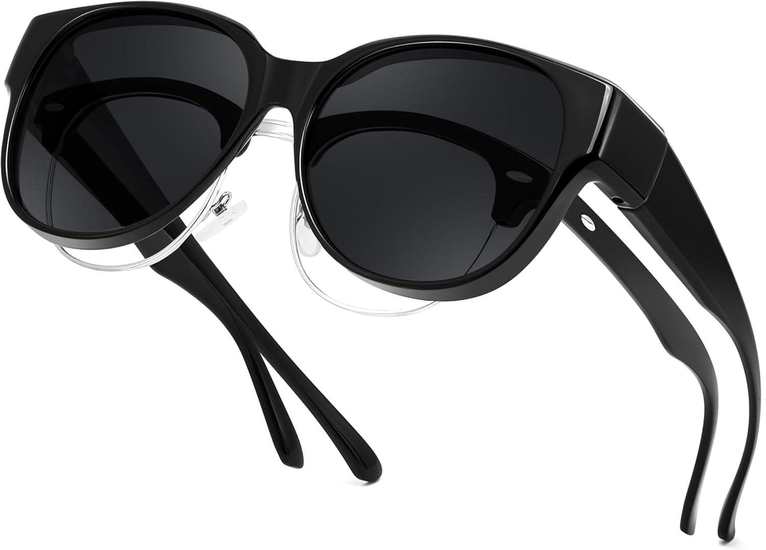 

Солнцезащитные поляризованные очки FEISEDY Fit Over Glasses с защитой от УФ-излучения UV400 для вождения и активного отдыха на открытом воздухе B0328, Black Frame & Grey Lens