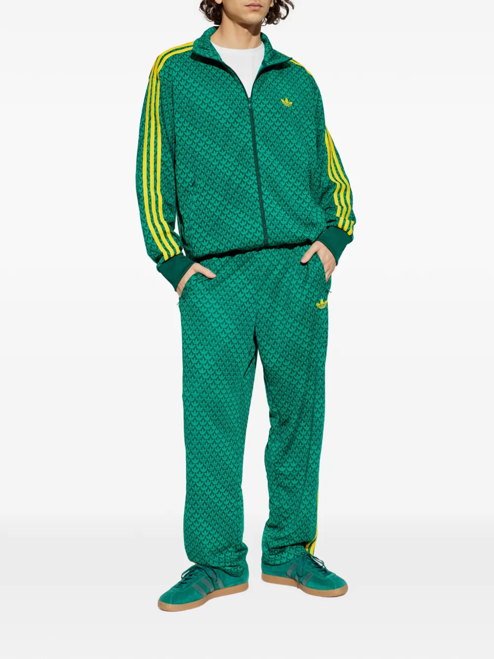 Спортивные штаны с узором Adidas, зеленый — фото 2