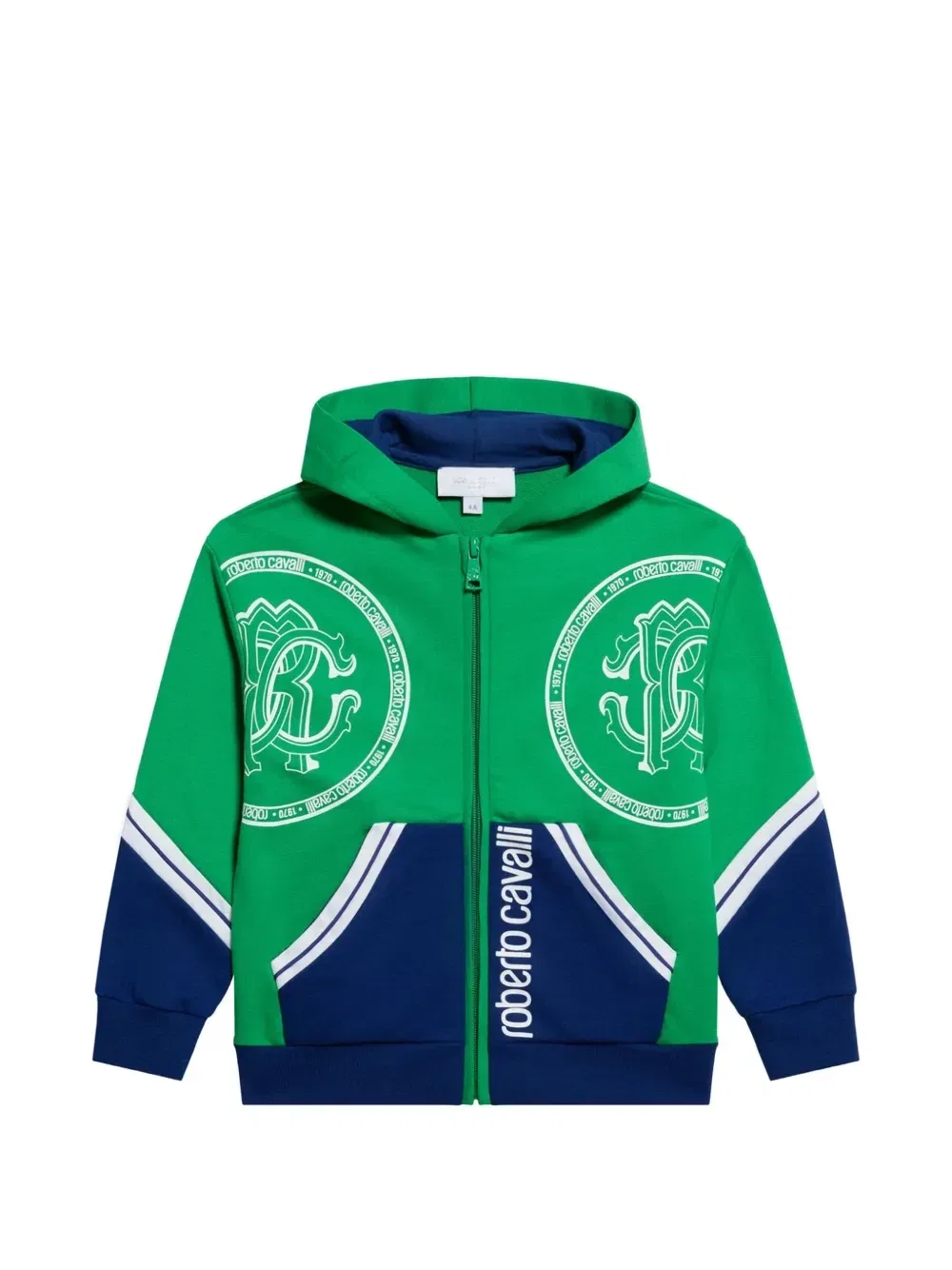 Толстовка на молнии с логотипом RC Roberto Cavalli Junior, синий