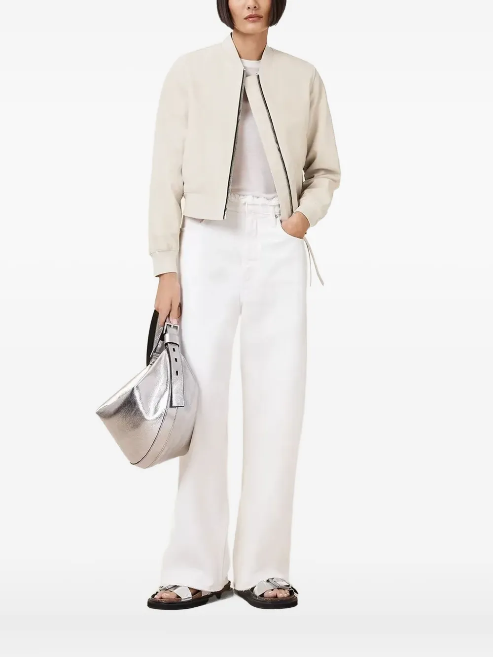 

Кожаный бомбер Orten на молнии AllSaints, нейтральный