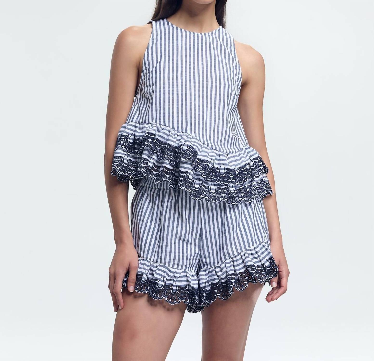 

Топ с вышитой полосой в цвете navy Kika Vargas