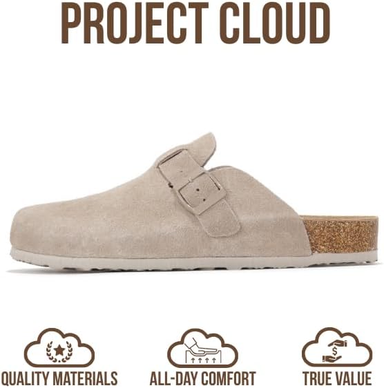 Мужские сабо Project Cloud - 100 натуральная кожа полного слоя, сабо с мемори-пеной для мужчин, поддержка свода стопы, пробковая стелька, противоскользящая подошва (Brooklyn), темно-серый — фото 3