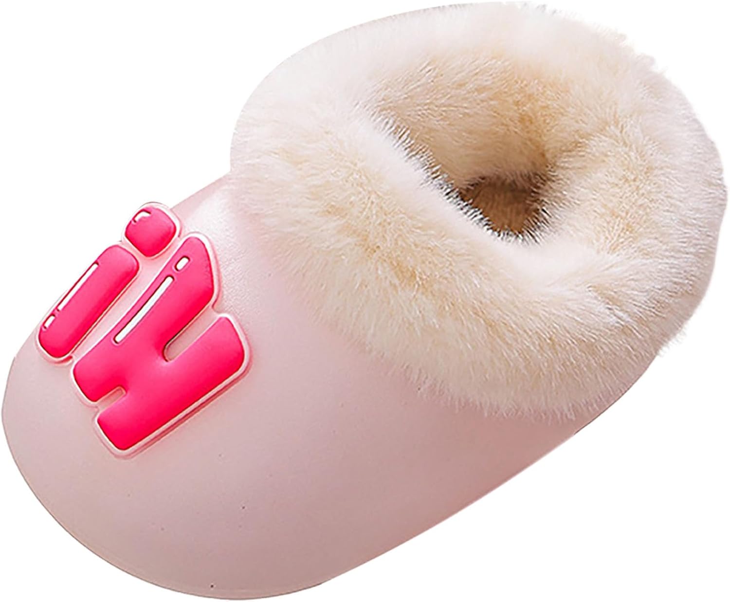 

IWIHMIV милые тапочки для детей, нескользящие, для девочек и мальчиков, удобные зимние плюшевые теплые тапочки, розовый