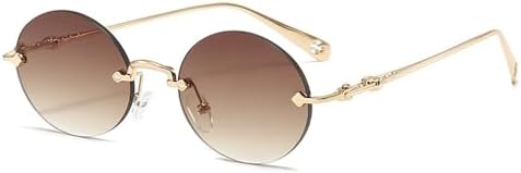 

2027 Женские солнцезащитные очки без оправы в стиле ретро, ​​круглые, с градиентным металлическим покрытием, мужские солнцезащитные очки для активного отдыха и вождения MTZJH, 2