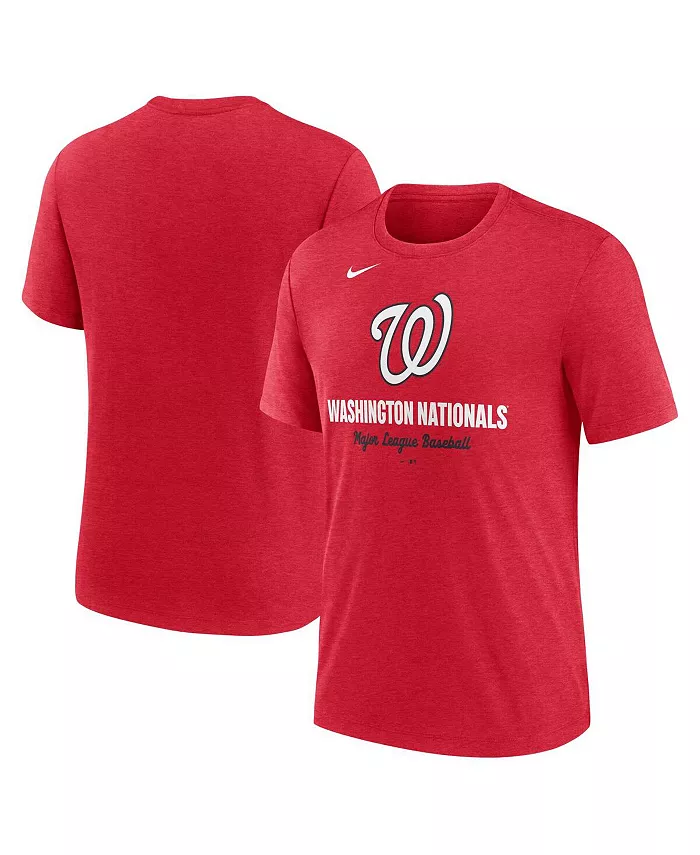 

Мужская футболка Washington Nationals Logo Tri-Blend цвета вересково-красного Nike