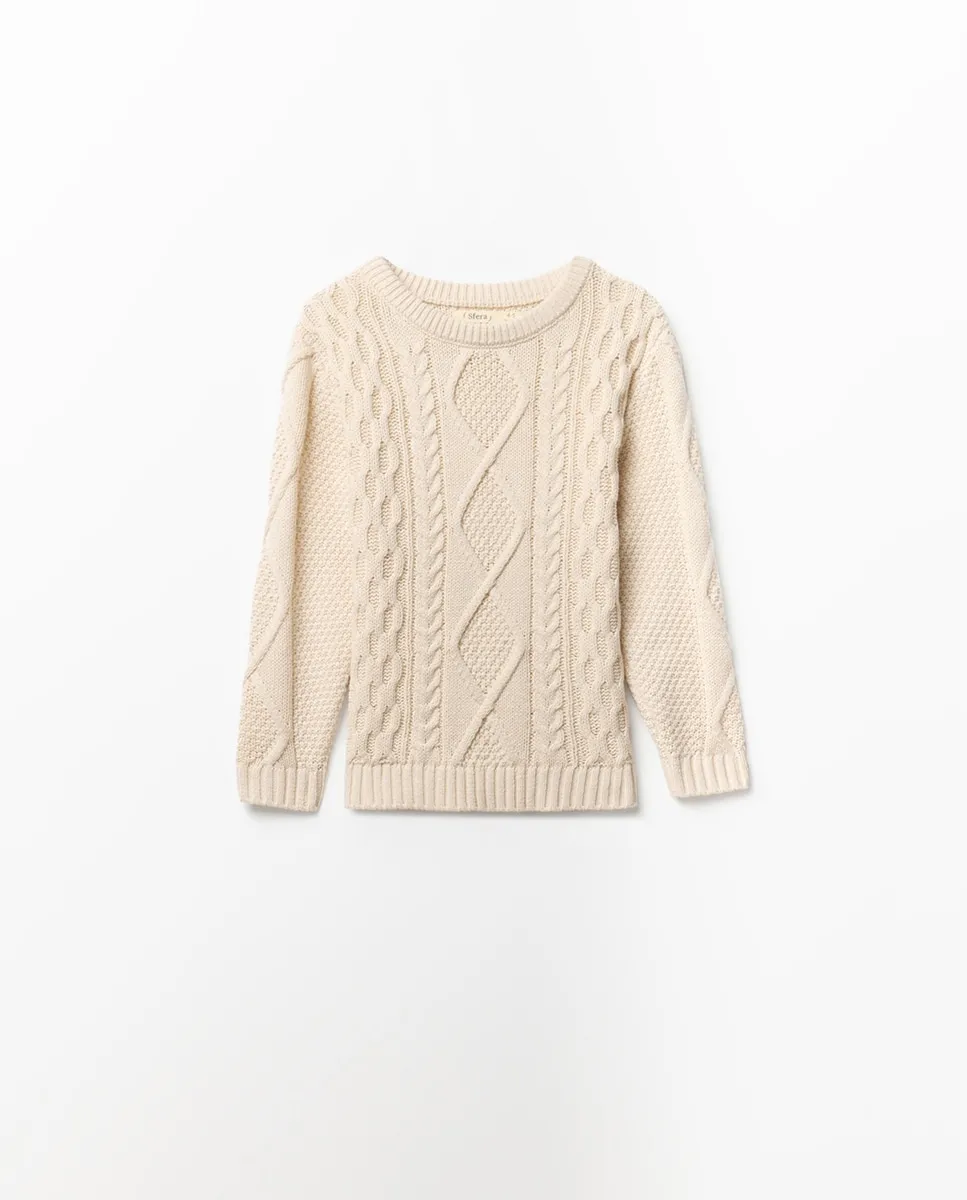 

Свитер с аранами Sfera, светло-бежевый