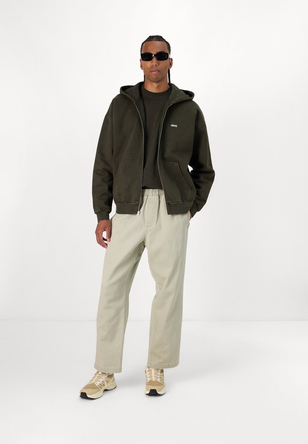 

Толстовка на молнии LOWERCASE ZIP HOOD UNISEX Obey Clothing, темно-коричневый
