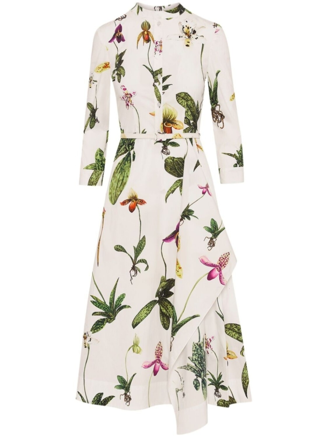 

Oscar de la Renta платье миди с принтом Orchid, белый