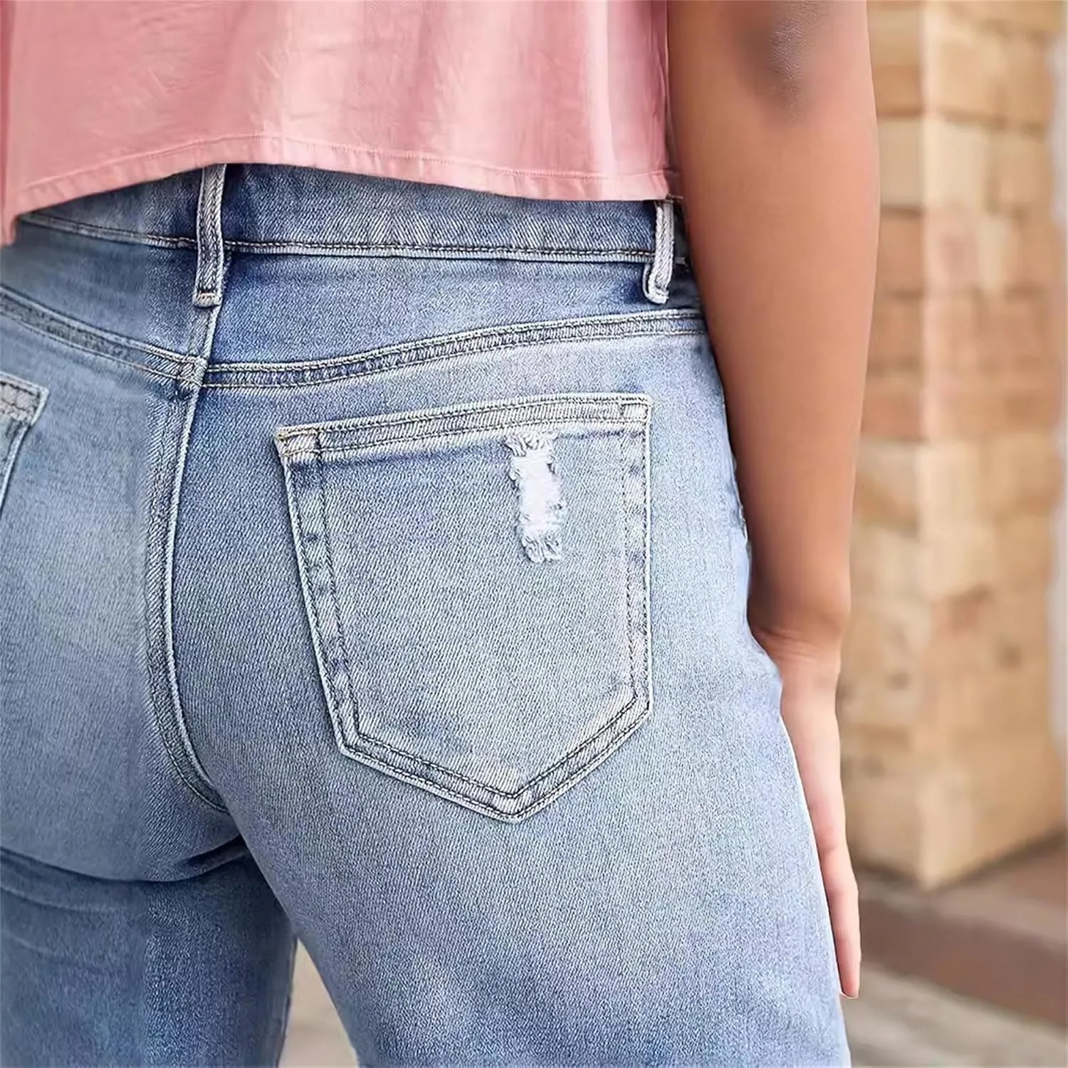 Женские джинсы High Waist Straight Ripped Denim — фото 4