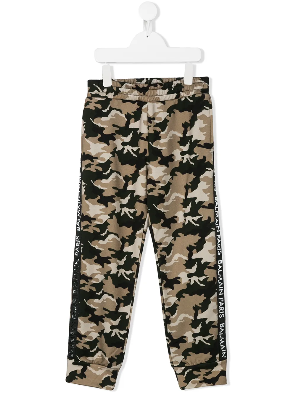 

Спортивные брюки с камуфляжным принтом Balmain Kids, зеленый