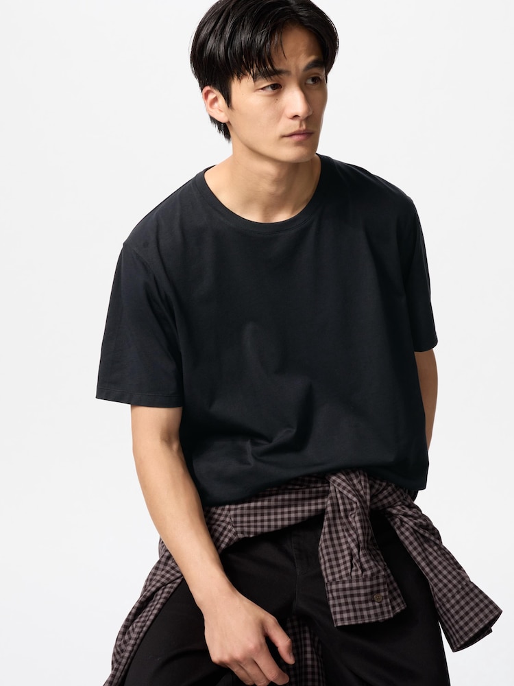 

Футболка с круглым вырезом из 100% хлопка supima Uniqlo, цвет 09 черный