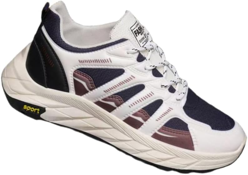 

Мужские стильные спортивные кроссовки с толстой подошвой и прочной резиновой подошвой - дышащий верх из сетки и синтетического материала, низкий дизайн на шнуровке, подходят для фитнеса, повседневной носки и активного отдыха Fmshi, белый