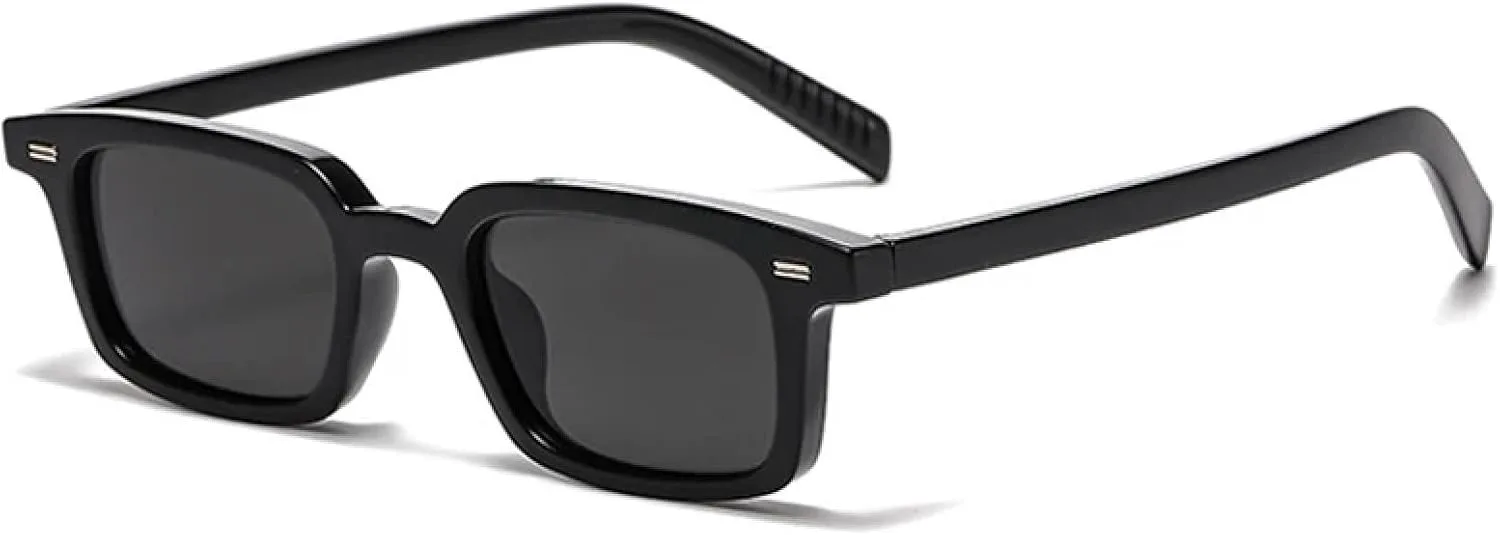 

Модные маленькие прямоугольные солнцезащитные очки для женщин, конфетные цвета, защита от УФ-излучения UV400, ретро-заклепки для мужчин HHZZYVY, Black Grey