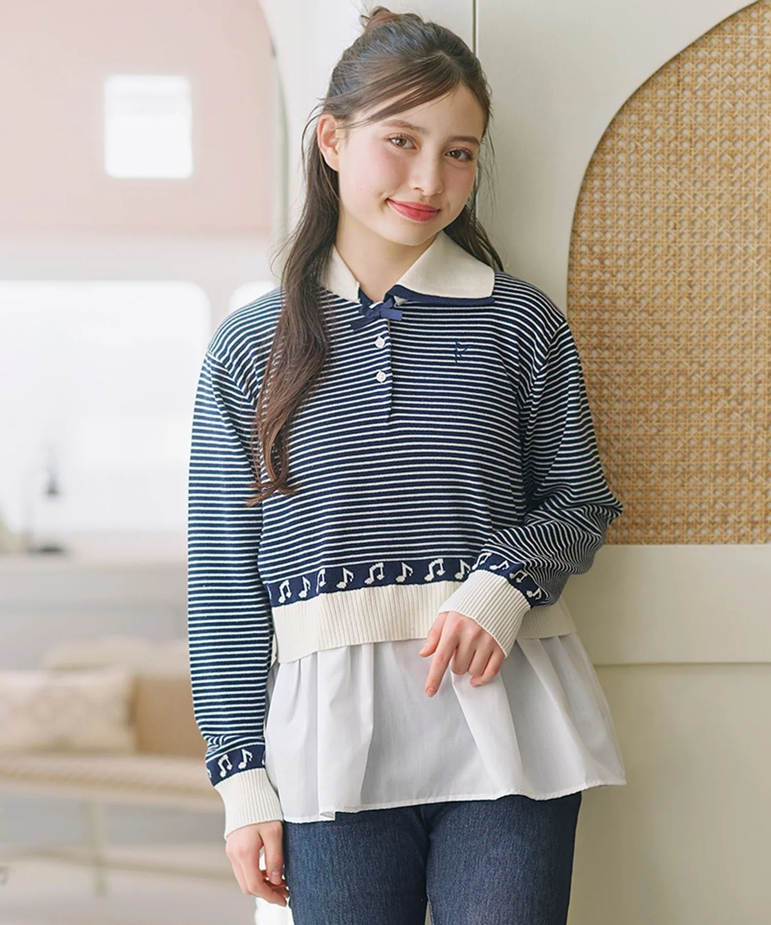 [150-160 см] Полосатый топ «Гармония» Kids Suite, Navy [175]