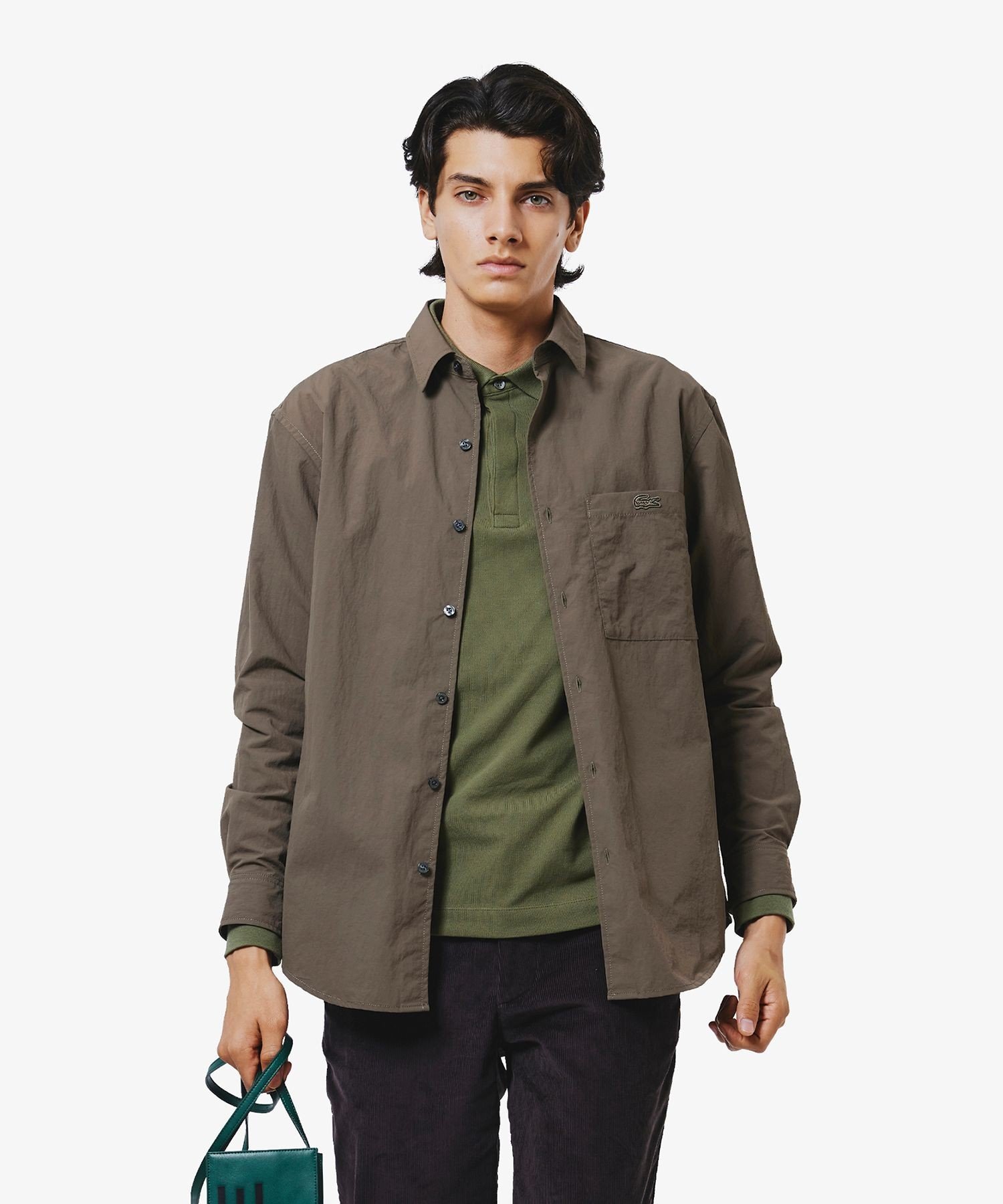 Водоотталкивающая верхняя рубашка из переработанного нейлона LACOSTE, Dark Brown